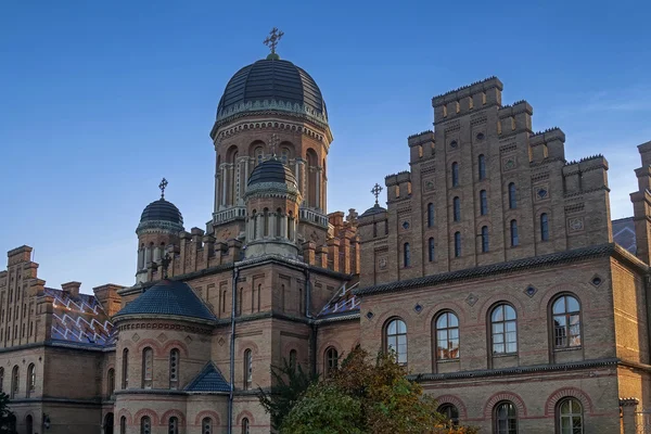 Catedral feita de tijolos castanhos da Universidade Estadual de Chernivtsi — Fotografia de Stock