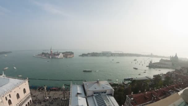 San Giorgio Maggiore island top view from San Marco Campanile — Stock Video