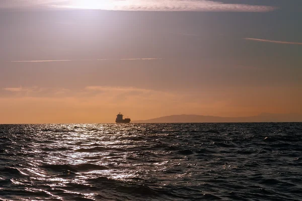 Bulkcarrier schip zeilen in de zee Stockfoto