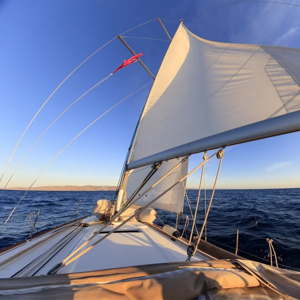 Sailboat crop during the regatta — Stock Photo, Image