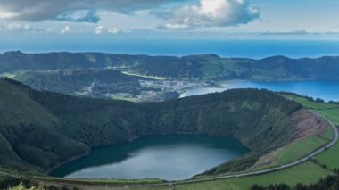 Lagoa de Santiago ve Lagoa Azul San Miguel Azor Adası, timelapse üzerinde