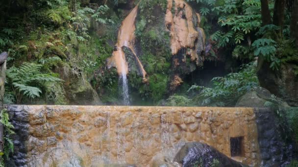 Piscina térmica Caldeira Velha, Ilha de São Miguel nos Açores, Portugal — Vídeo de Stock