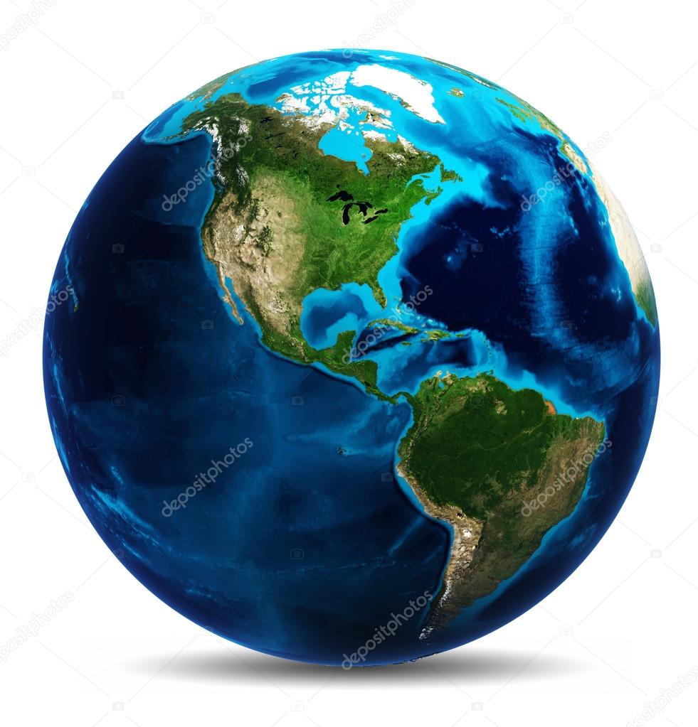 Earth globe white isolated