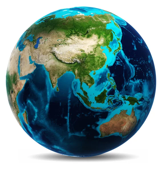 Planet Erde weiß isoliert — Stockfoto