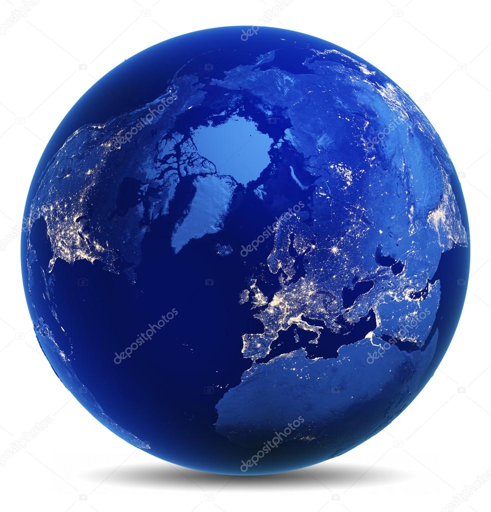 Earth globe white isolated
