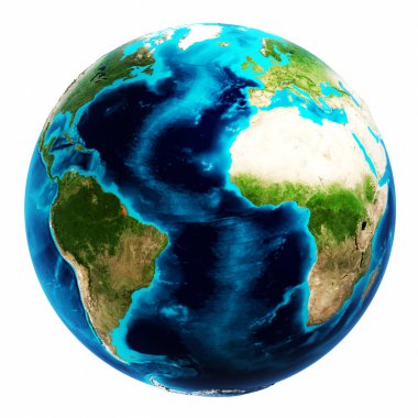 Earth harita beyaz izole
