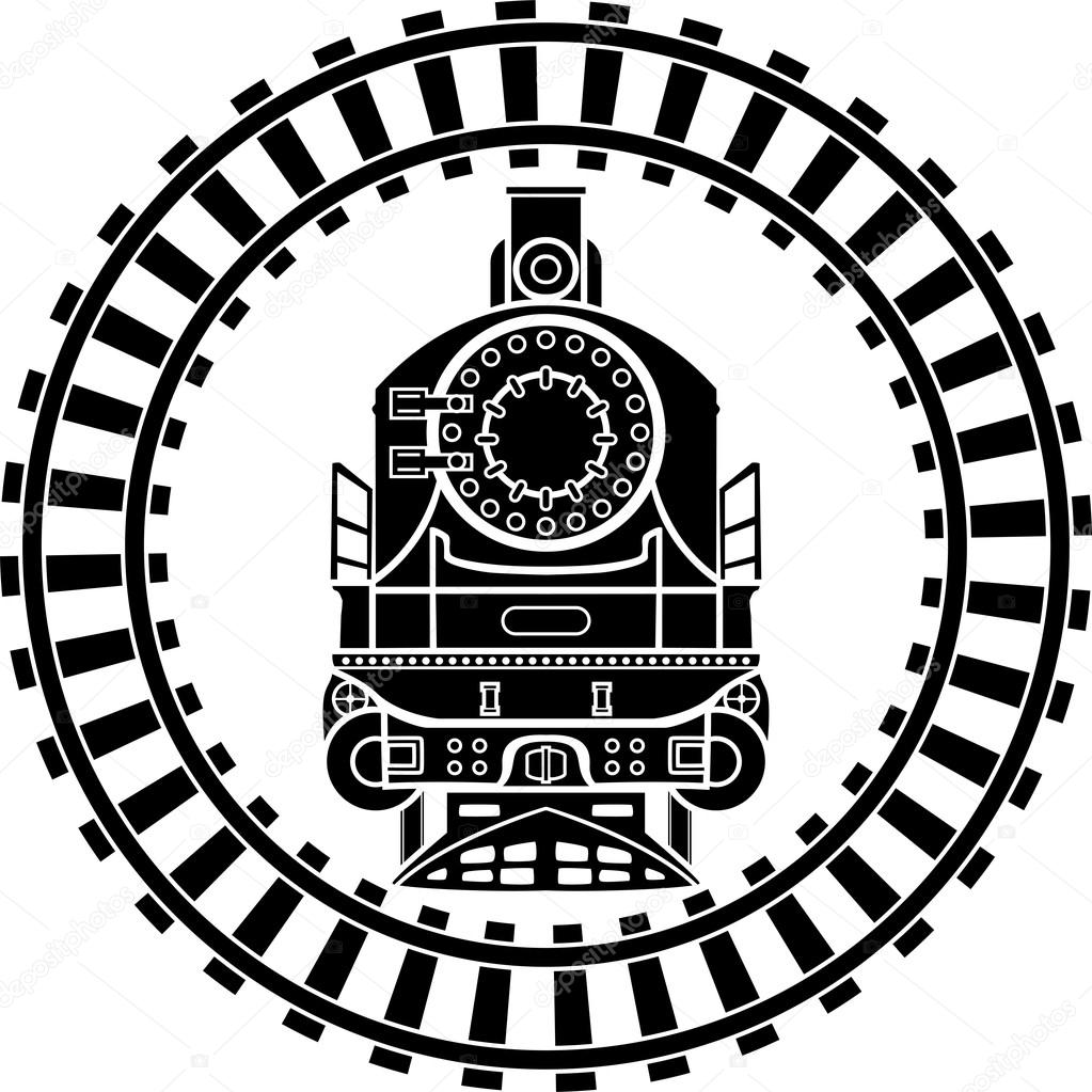 Steam train stencil Old steam — Stock Vector