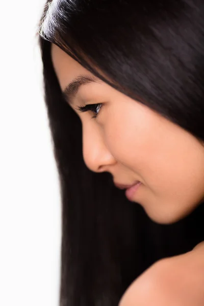 Close-up profile of Asian lady in studio — 스톡 사진