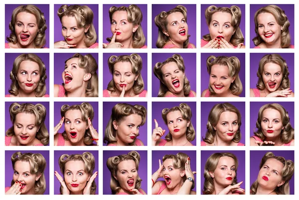 Woman with different facial expressions — Stock Photo, Image