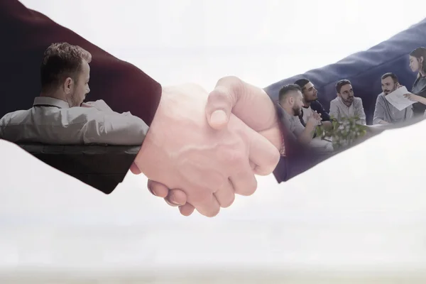 Business handshake on white — Stock Photo, Image