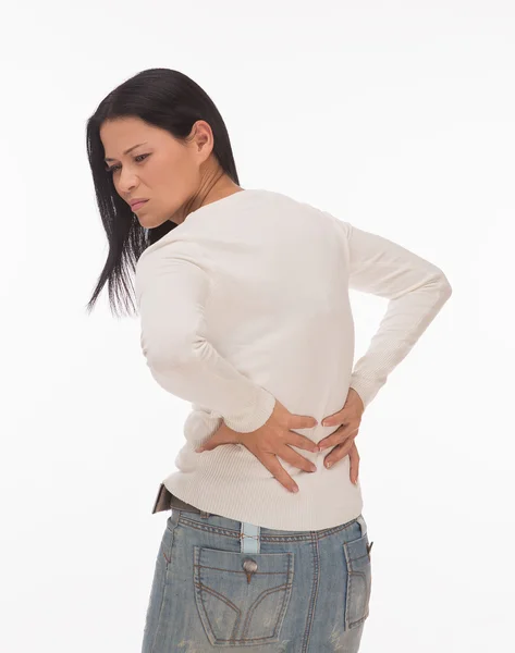 Woman feel pain in back — Stock Photo, Image