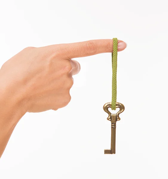 Hand with old key — Stock Photo, Image
