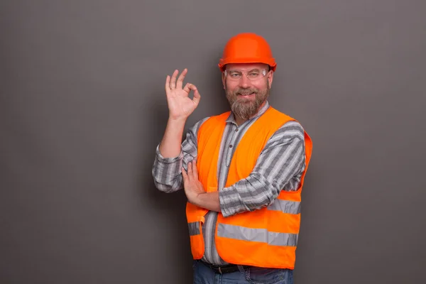 Hipster bearded builder — Stock Photo, Image