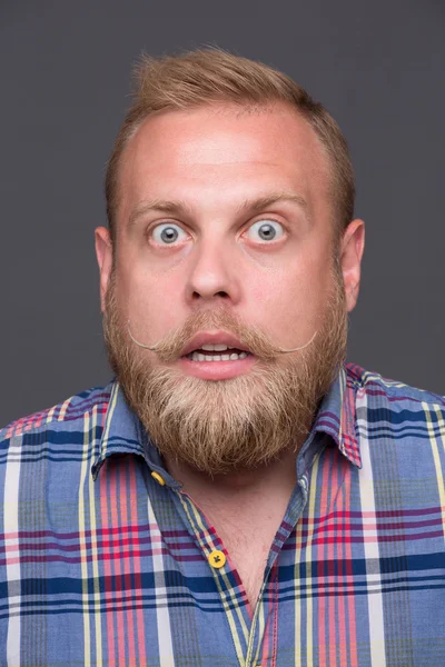 Astonished bearded man — Stok fotoğraf