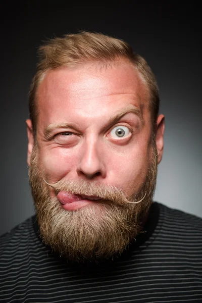 Fooling bearded man — Stock Photo, Image