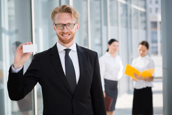 Businessman with card — Stock Photo, Image