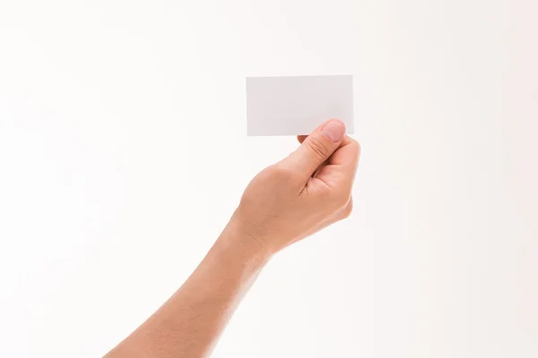 Mans mão segurando cartão em branco — Fotografia de Stock