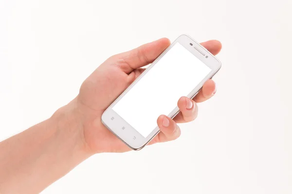 Mans mano tenendo smartphone — Foto Stock