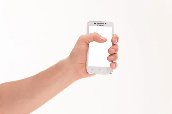 Mans mano tenendo smartphone — Foto Stock