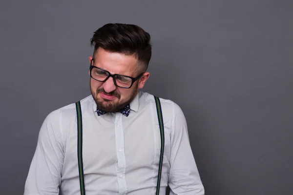 Hipster man in studio — Stock Photo, Image