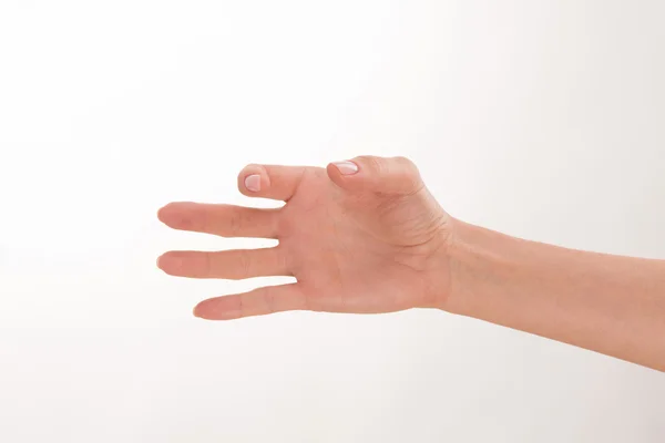 Frauenhand wie mit einer Flasche — Stockfoto