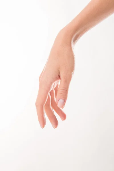 Femme main démontrant parfait soin de la peau — Photo