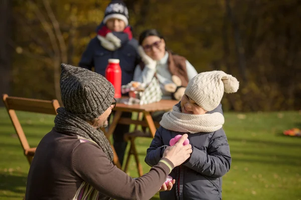 Молодая семья на пикнике — стоковое фото