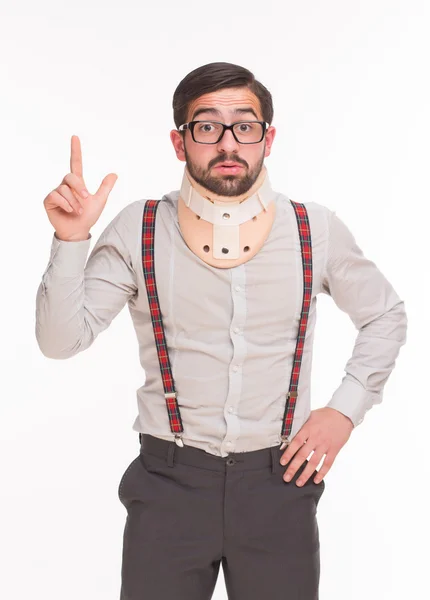 Hombre joven con cuello cervical —  Fotos de Stock