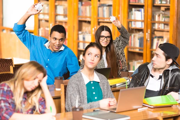 Happy students on lessons — Stock Photo, Image