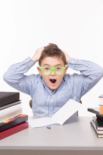 Little business boy screaming — Stock Photo, Image