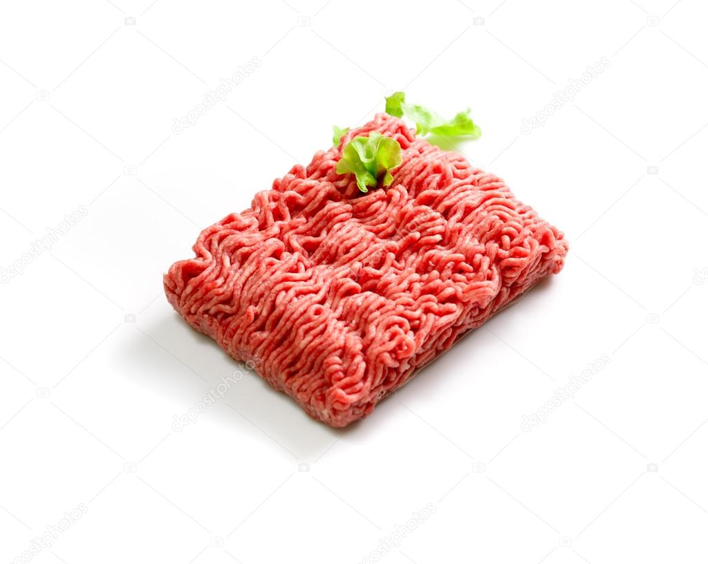 Forcemeat from beef it is isolated on a white background