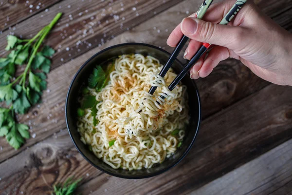 Fideos chinos. Vista superior . — Foto de Stock