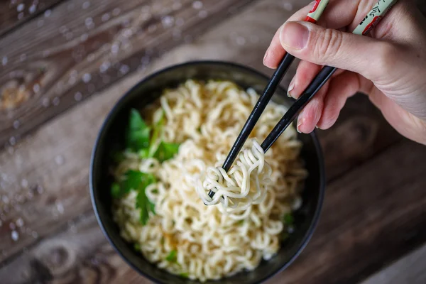 中華麺。トップ ビュー. — ストック写真