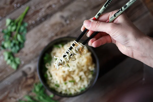 中華麺。トップ ビュー. — ストック写真