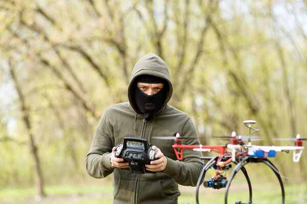 Man flying with the drone