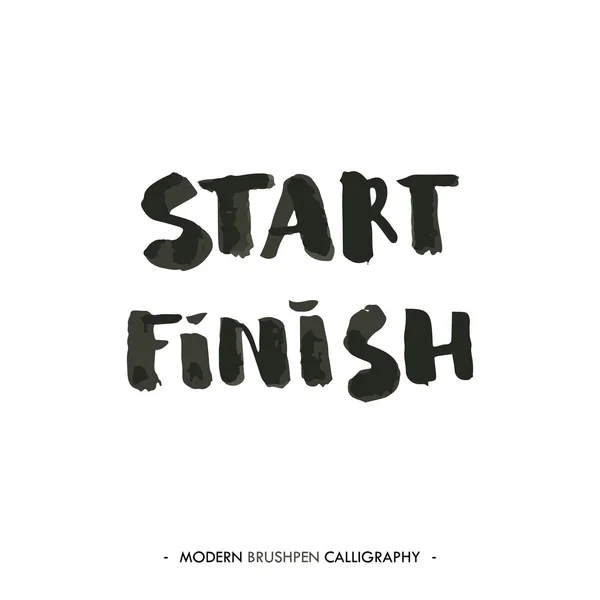 Start and Finish words painted with brush in modern calligraphy style — Stock Vector