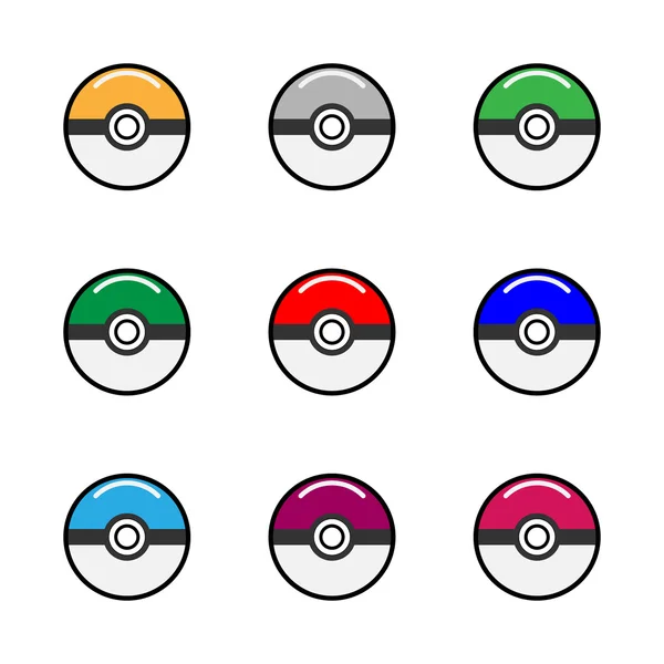 Vector game balls for play in team. Pokeball object — Stock Vector