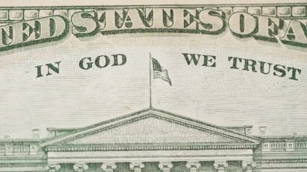 Przybliżam flagę USA z okiem na banknot dolarowy. Koncepcja sukcesu, finansów i siły — Wideo stockowe