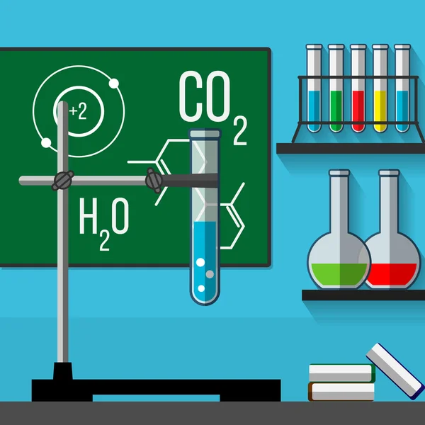 Clase de ciencias. Concepto educativo. Estilo plano . — Archivo Imágenes Vectoriales