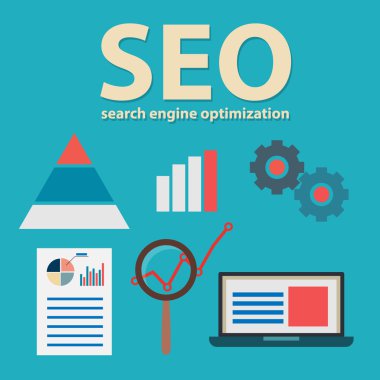 Search engine flat illustration with magnifying glass. Eps10