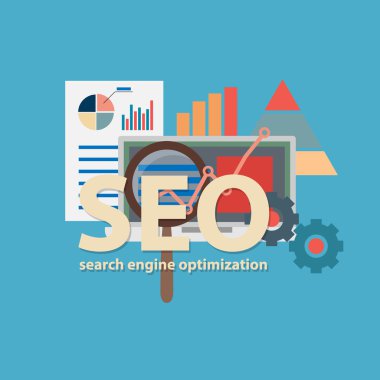 Search engine flat illustration with magnifying glass. Eps10