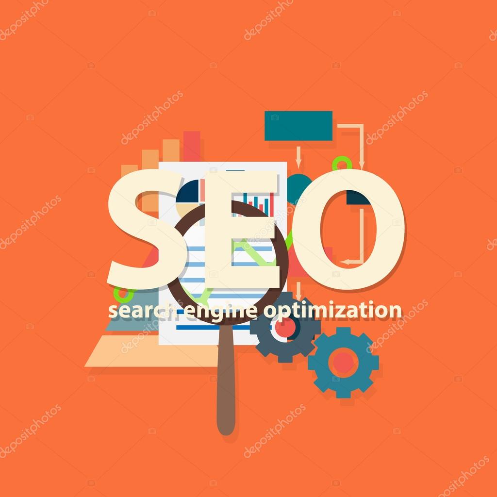 Search engine flat illustration with magnifying glass. Eps10