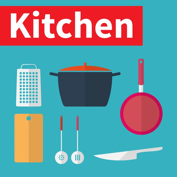 Kitchen utensils. Flat design. — Stock Vector