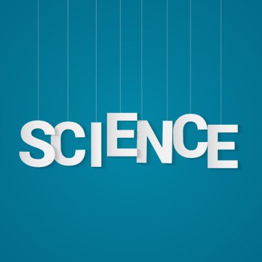 Kağıt harflerle bilim metin dizesine sarı arka plan üzerinde bağlı. El ilanı, afiş veya poster kullanmak olabilir.