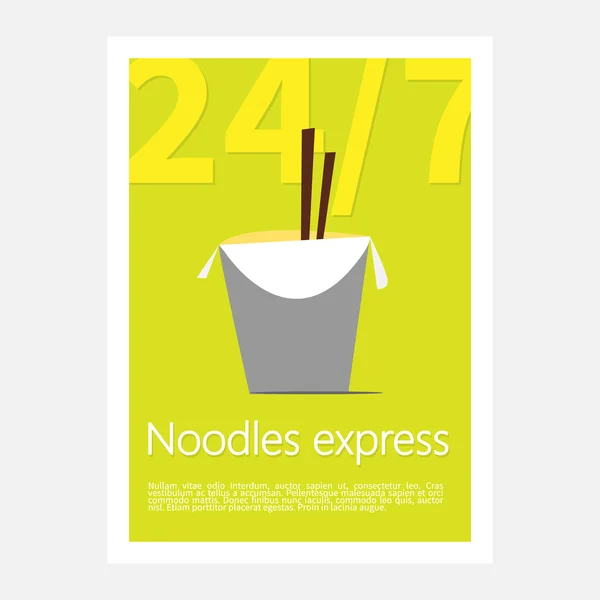 Cartel del restaurante Noodles. Plantilla cartel de fideos restaurante. Ilustración de estilo plano — Vector de stock