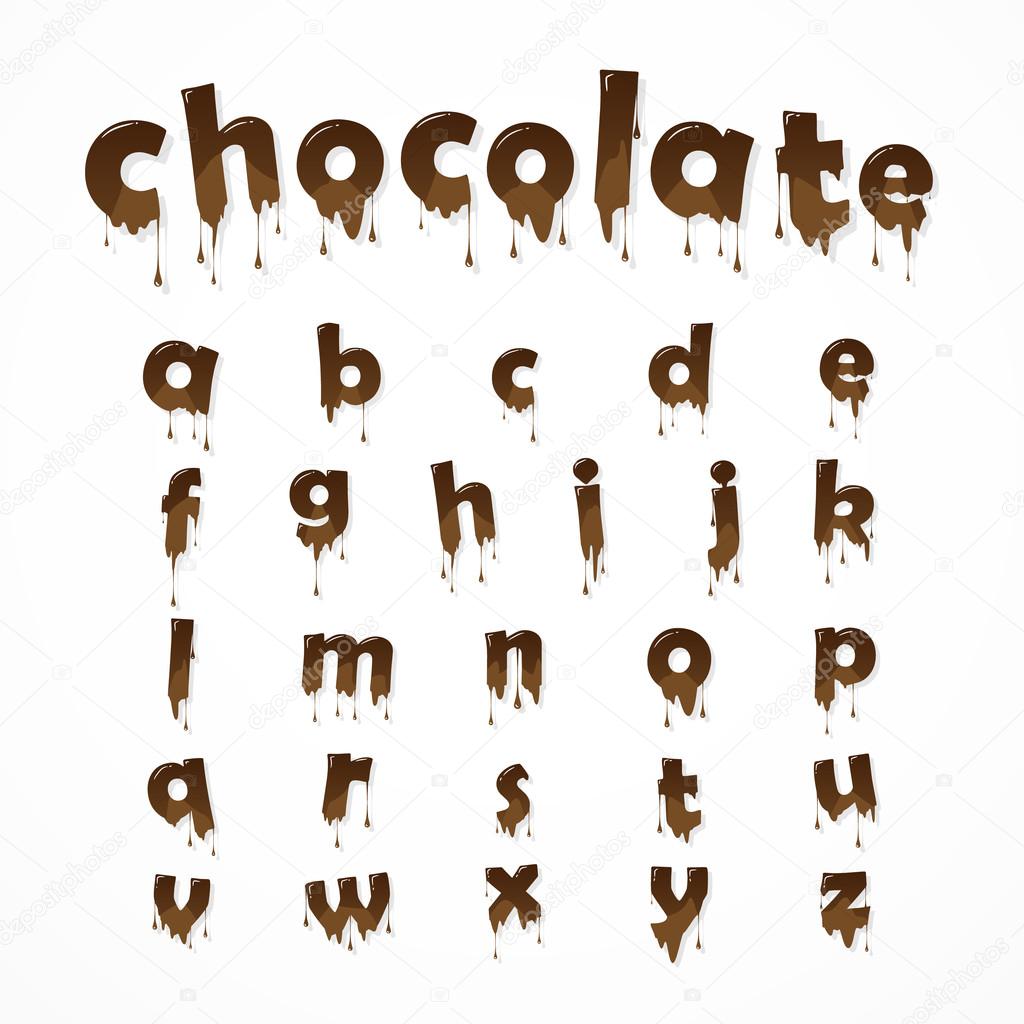 Melted chocolate alphabet