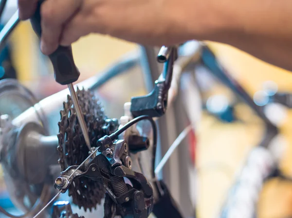 Reparation av cykel — Stockfoto