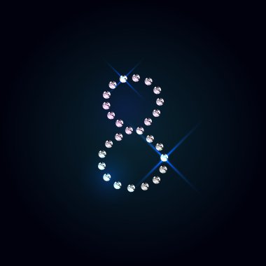 Taşlar 8 numarası. Parlak elmas yazı tipi.