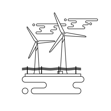 Rüzgar Türbini çizimde ince çizgi stili