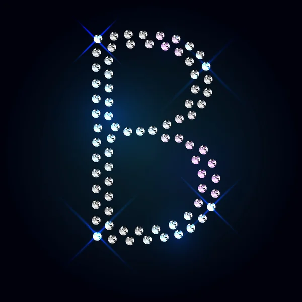 Gems B letter. Shiny diamond font. — Stock Vector